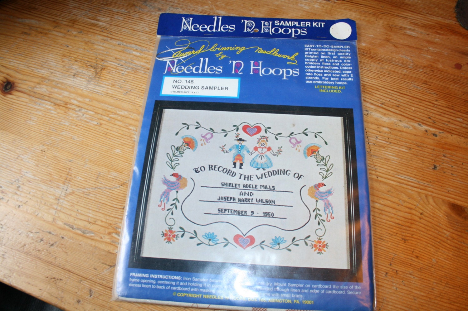 Wedding Sampler Embroidery great gift frame or pillow 14 by 17 inches