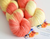 Hand Dyed Sock Fingering Yarn - Superwash British Falkland Merino / Nylon - 465 yards - Painted Hills in Soft Yellow and Paprika Red