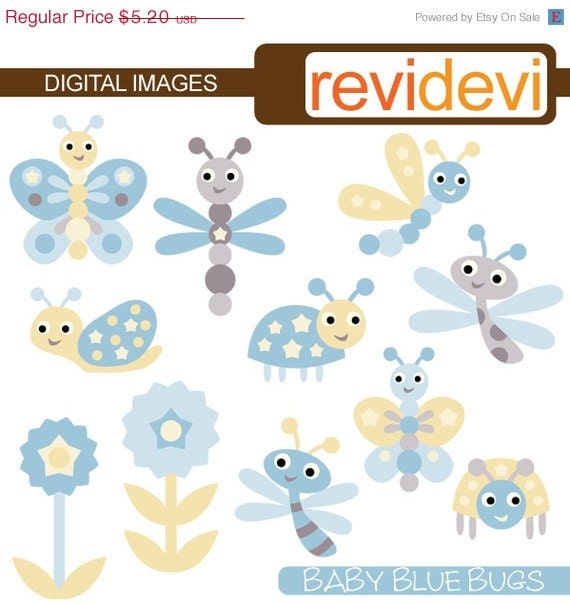 HALF PRICE SALE Baby Blue Bugs 07259 - Commercial use clip arts