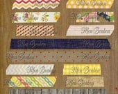 INSTANT DOWNLOAD -17 Digital Washi Tape Strips No. 1 - Solid and Transparent files - Digital Scrapbooking - Digital Clip Art