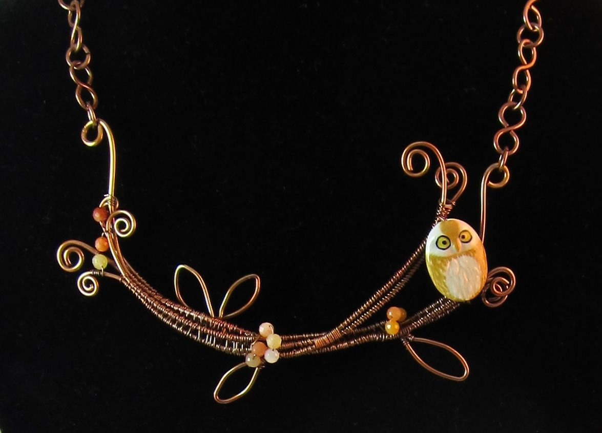 Owl on a Whim Wire Necklace