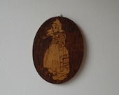 Vintage Flemish Wall hanging :  Flemish Wood Folk Art Dutch Girl