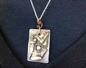 Sterling Silver collage Pendant with Copper, Gold & Brass accents