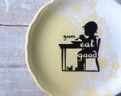 Yellow Kitchen // Vintage Silhouette // Cottage Kitchen Sign// EAT // Foodie // Eco Friendly Kitchen // Wall Decor // Shabby Chic