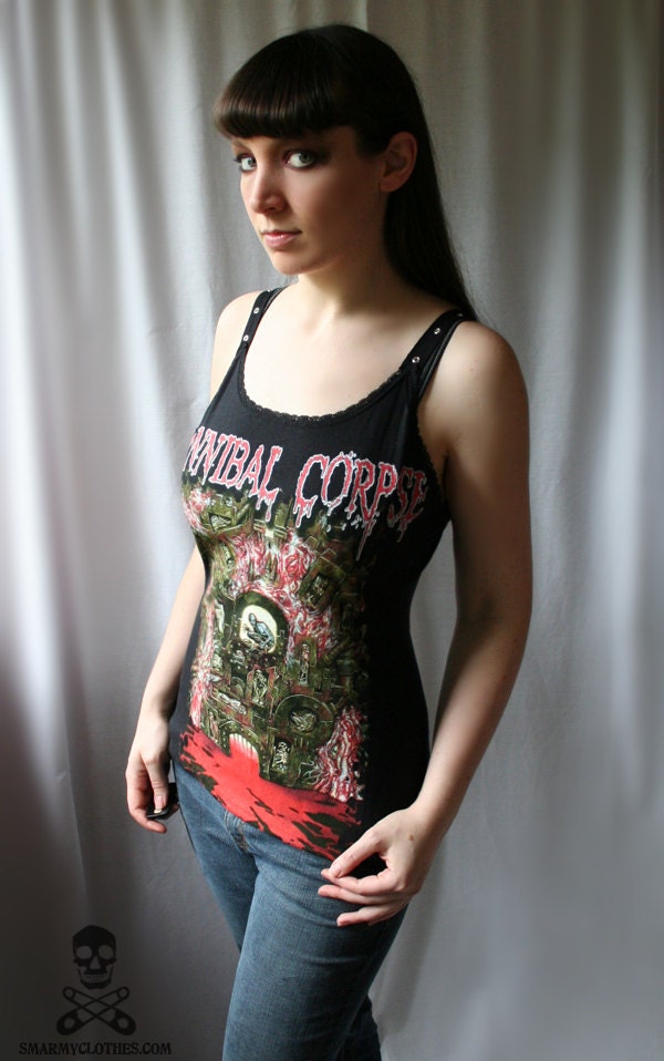 Cannibal Corpse lace grommet camisole death metal tank - smarmyclothes goth