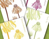Wildflower Note Cards (Set of 10), Flower, Field, Personalized, Name, Thank You, Blank, Purple, Lilac, Brown, Sepia, Black, Yellow, Green