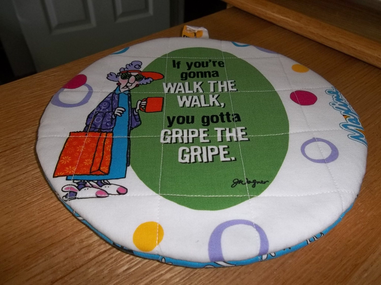 Maxine Round Hot Pad or Pot Holder Cotton Fabric 9 Inches