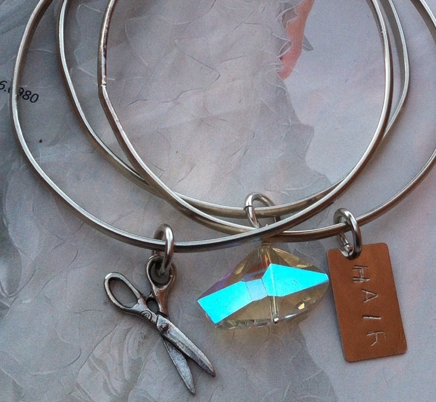Hairstylist Scissor Three Piece Bracelet Set