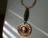 Copper and Brass mixed Metalwork Necklace with Picasso Jasper - copper jewelry - jasper necklace