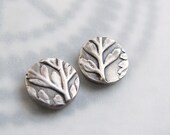 Post Earrings Fern Leaf Botanical Fine Silver Sterling Rustic Nature