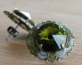 Crystal stud earrings green blue swarovski spring fashion summer