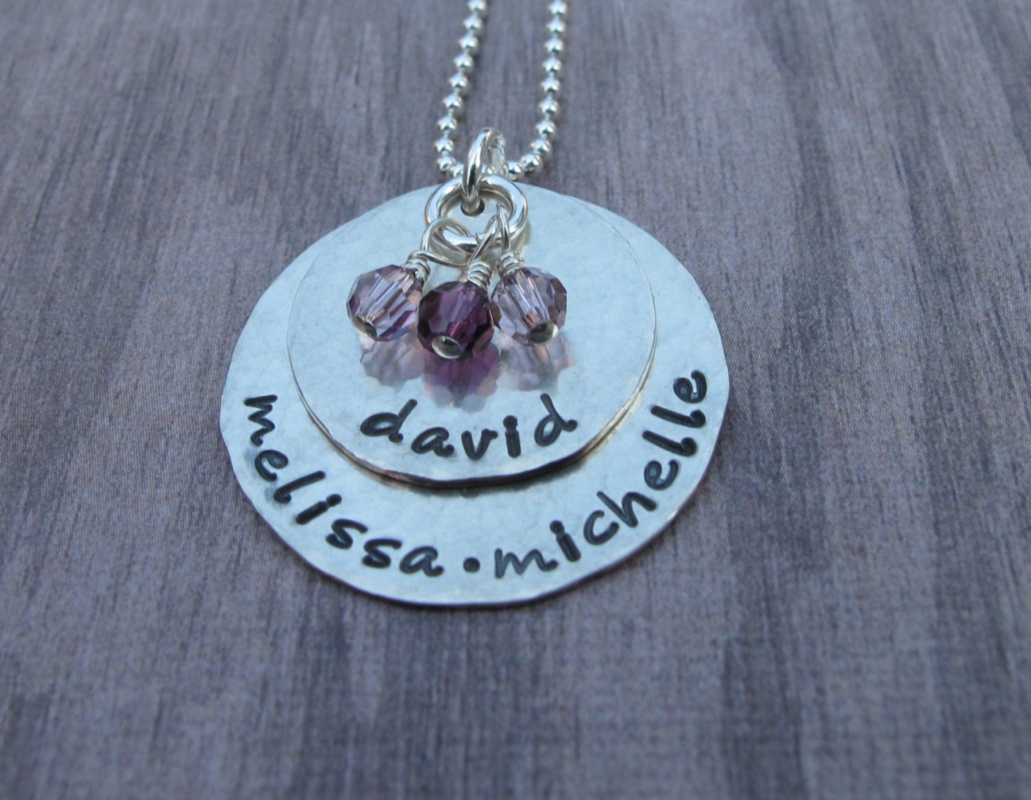 Hand Stamped Jewelry Double Stacked A lot of Love Necklace Adorned With Birthstones