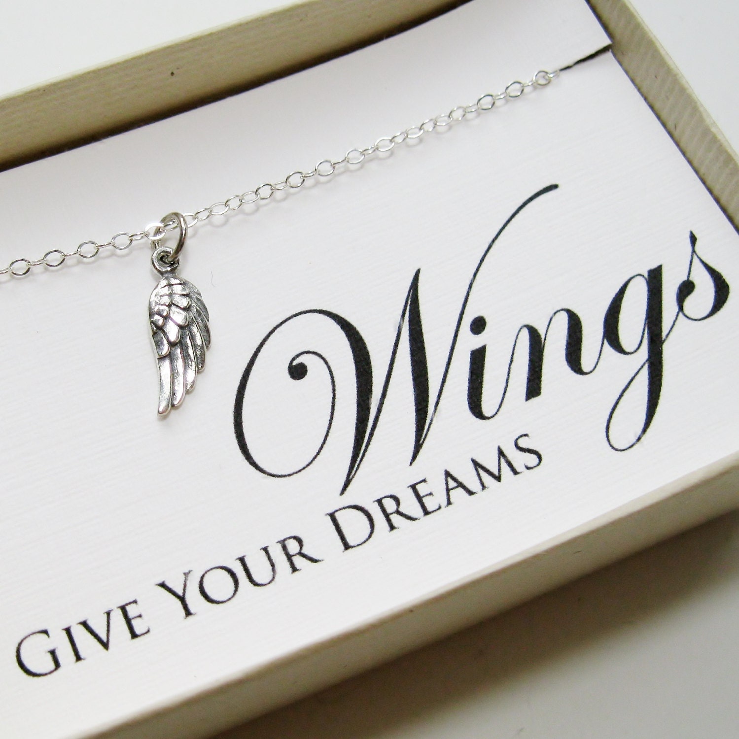 Wing Necklace, Sterling Silver - Graduation Gift, Graduate Gift, Class of 2013, Graduation necklace, Graduation Card Jewelry