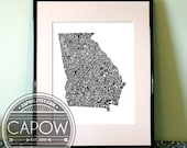 Georgia - typography map art print 5x7 - customizable state poster custom wedding engagement graduation gift anniversary wall art decor