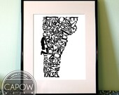Vermont - typography map art print 8x10 - customizable personalized state poster custom wall decor engagement wedding housewarming gift