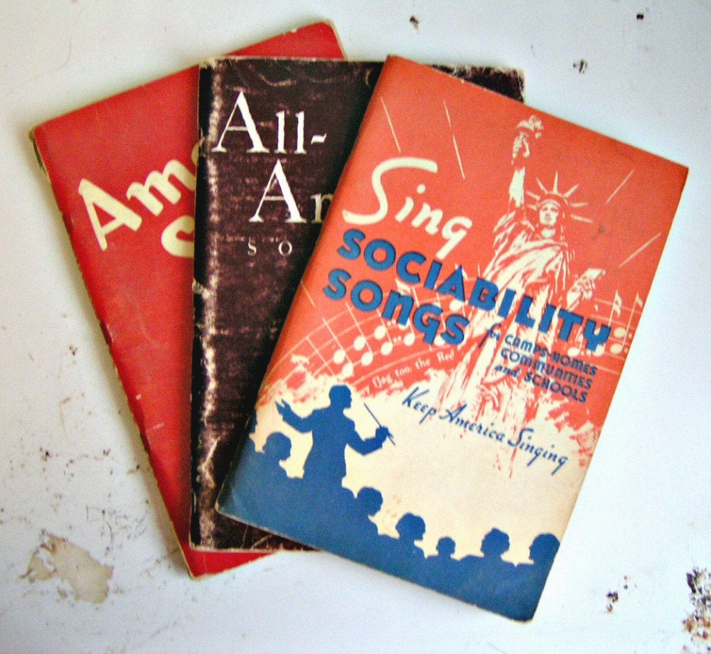 Antique American Song Books. Paper Back Trio