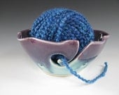 Ceramic Pottery Knitting Bowl / Yarn Bowl in Purple and Turquoise