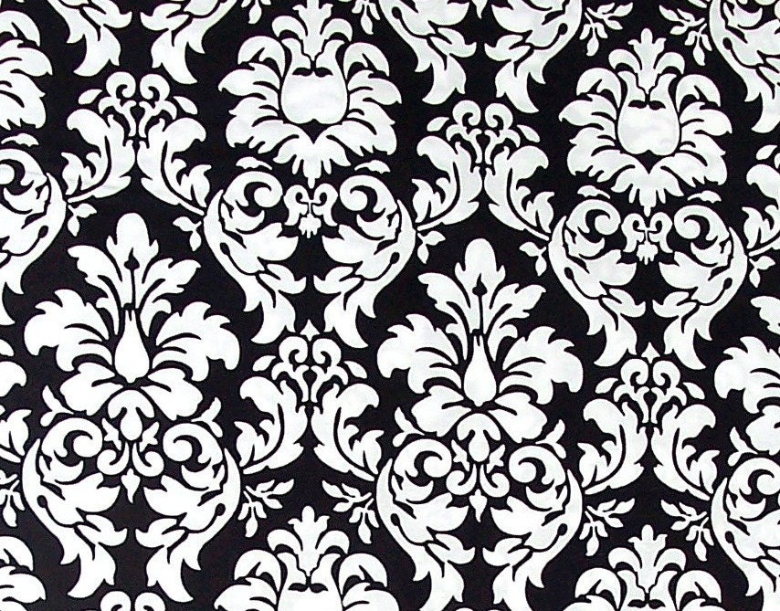 One Decorative Throw Pillow Cover - Michael Miller, Black White,  Damask - 18 x18