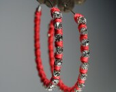 Rhinestone hoops in hot coral