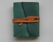 Forest Green Hand Bound Pocket Leather Journal, OOAK