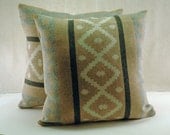 Tan, creme, and grey fine wool pillow