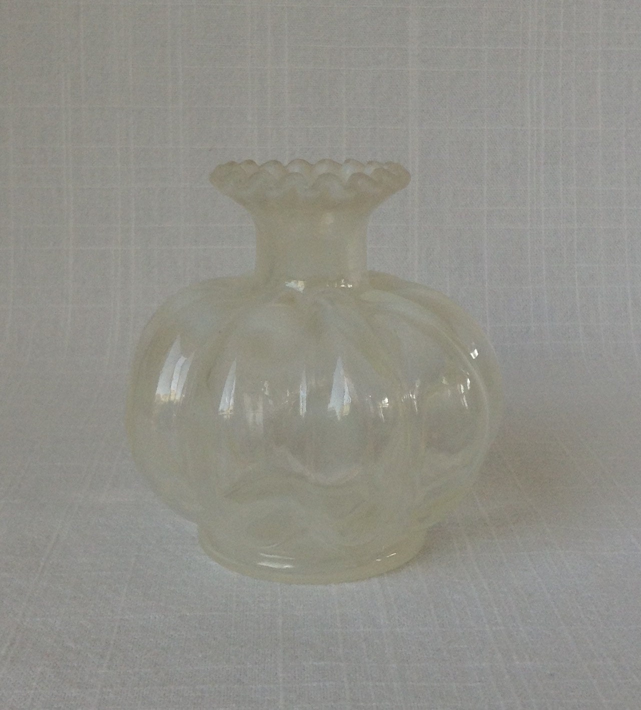 Vintage fluted opal glass vase