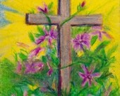 In the Morning Cross and Flowers Original aceo