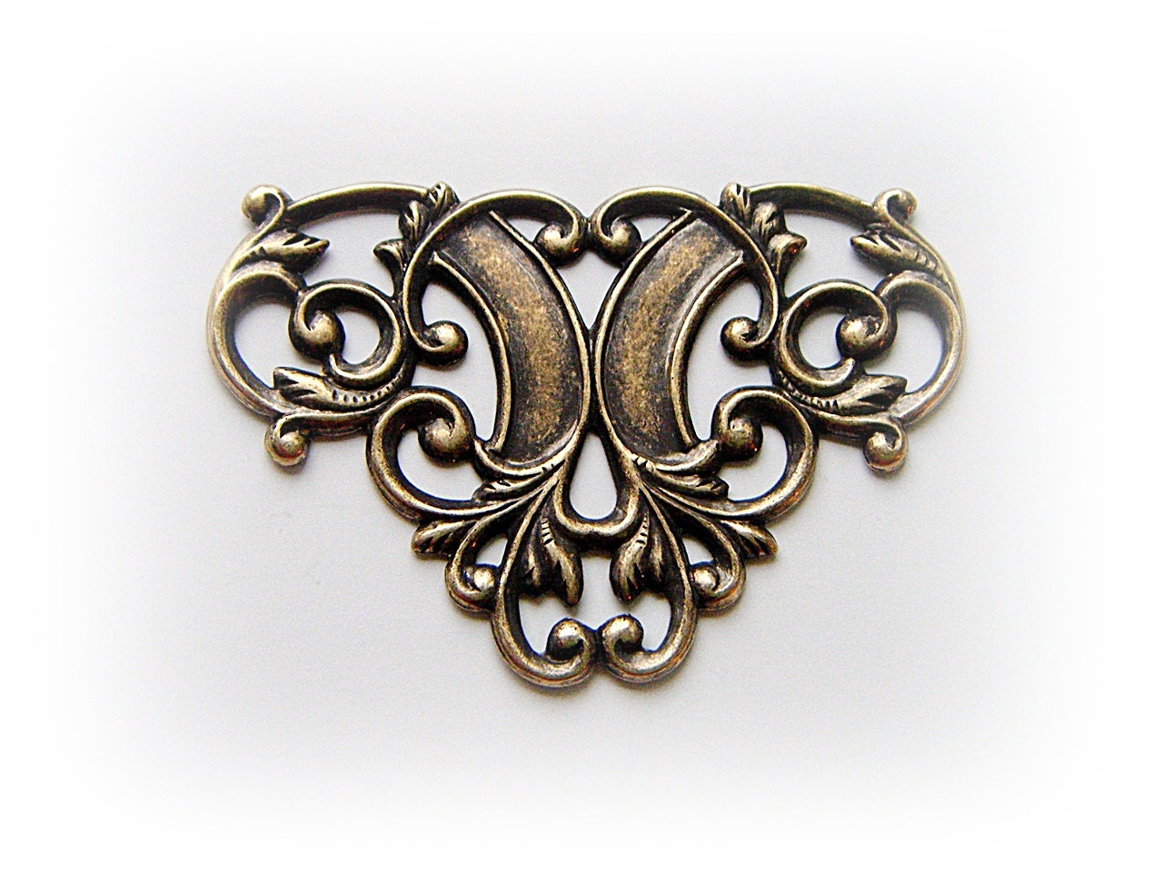2 - Victorian FLOURISH Connector Antique Ox Brass Finish - Jewelry Findings (D)