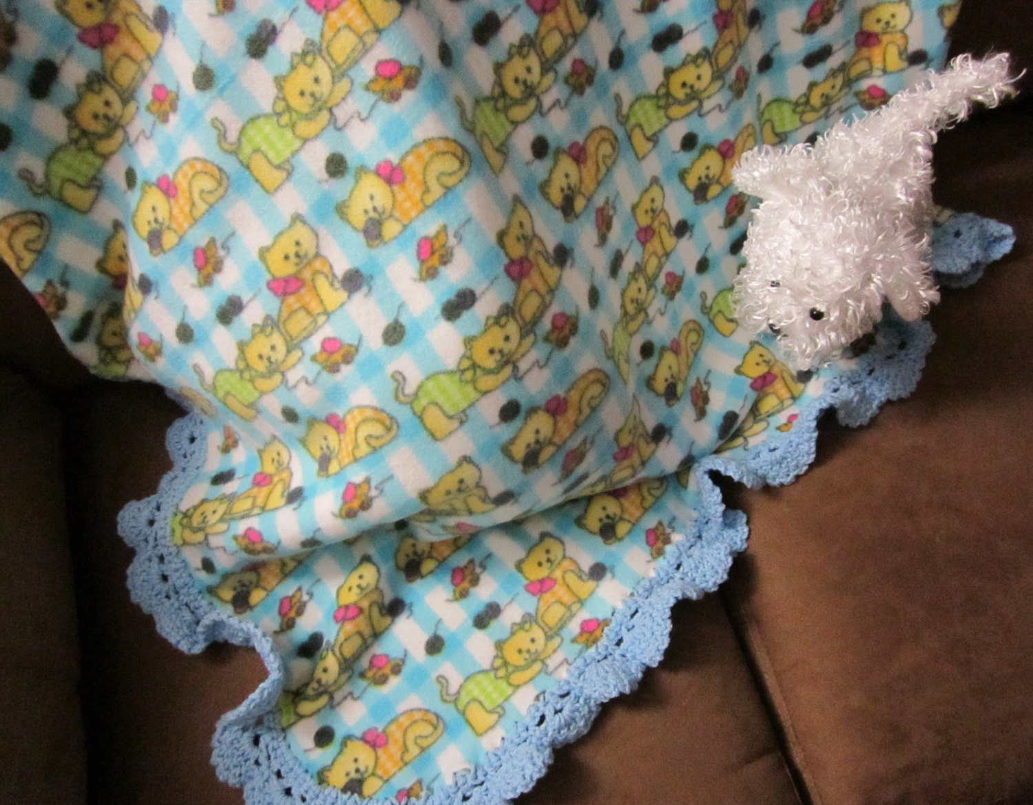 Fleece Baby Blanket with Crochet Edging