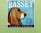 Basset baking company vintage style graphic art giclee archival signed print 12 x 12 by stephen fowler