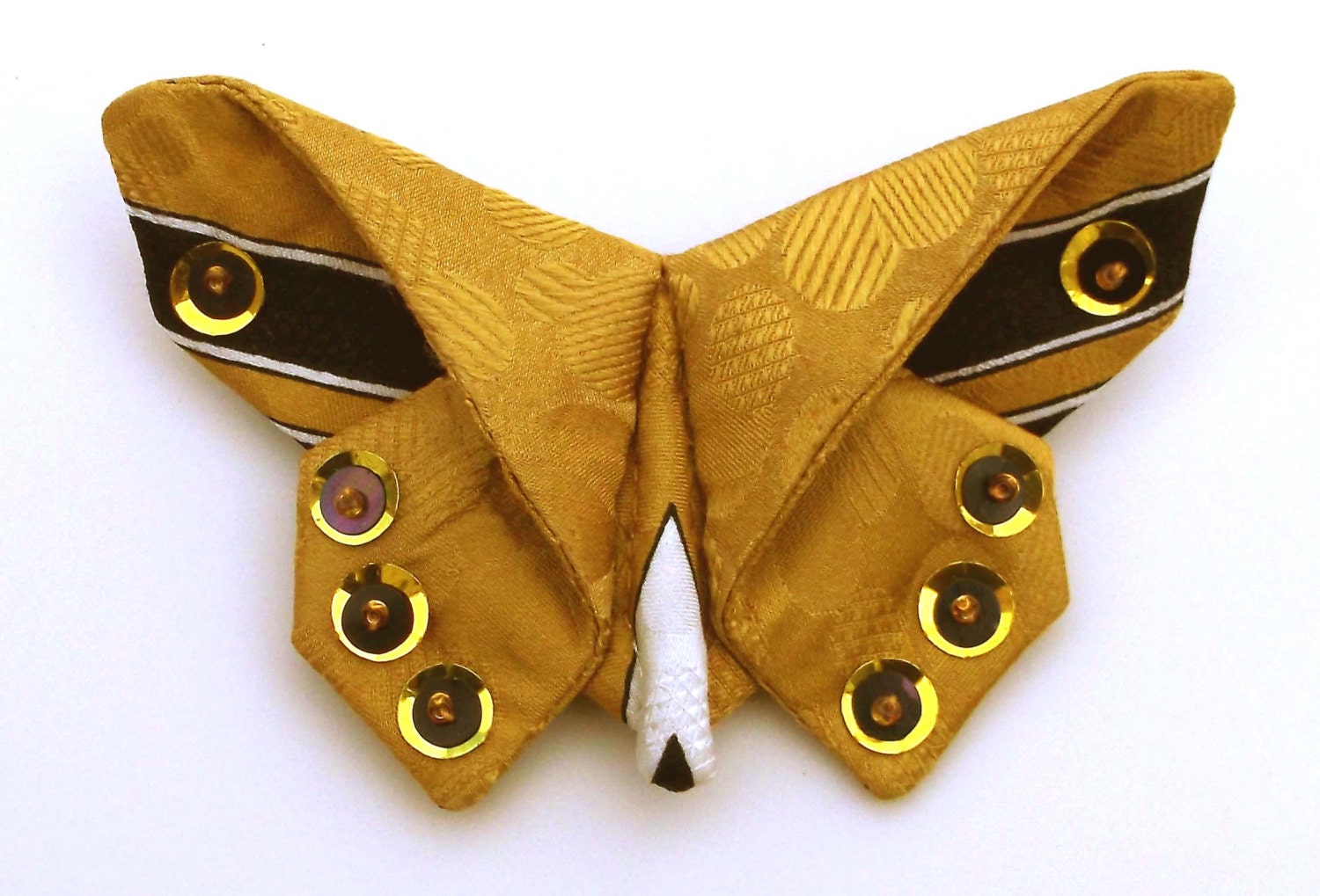 Yellow and Black Butterfly Pin Recycled Silk