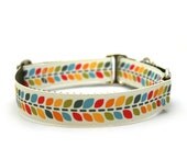 1" dog collar Rainbow Vine martingale or buckle collar