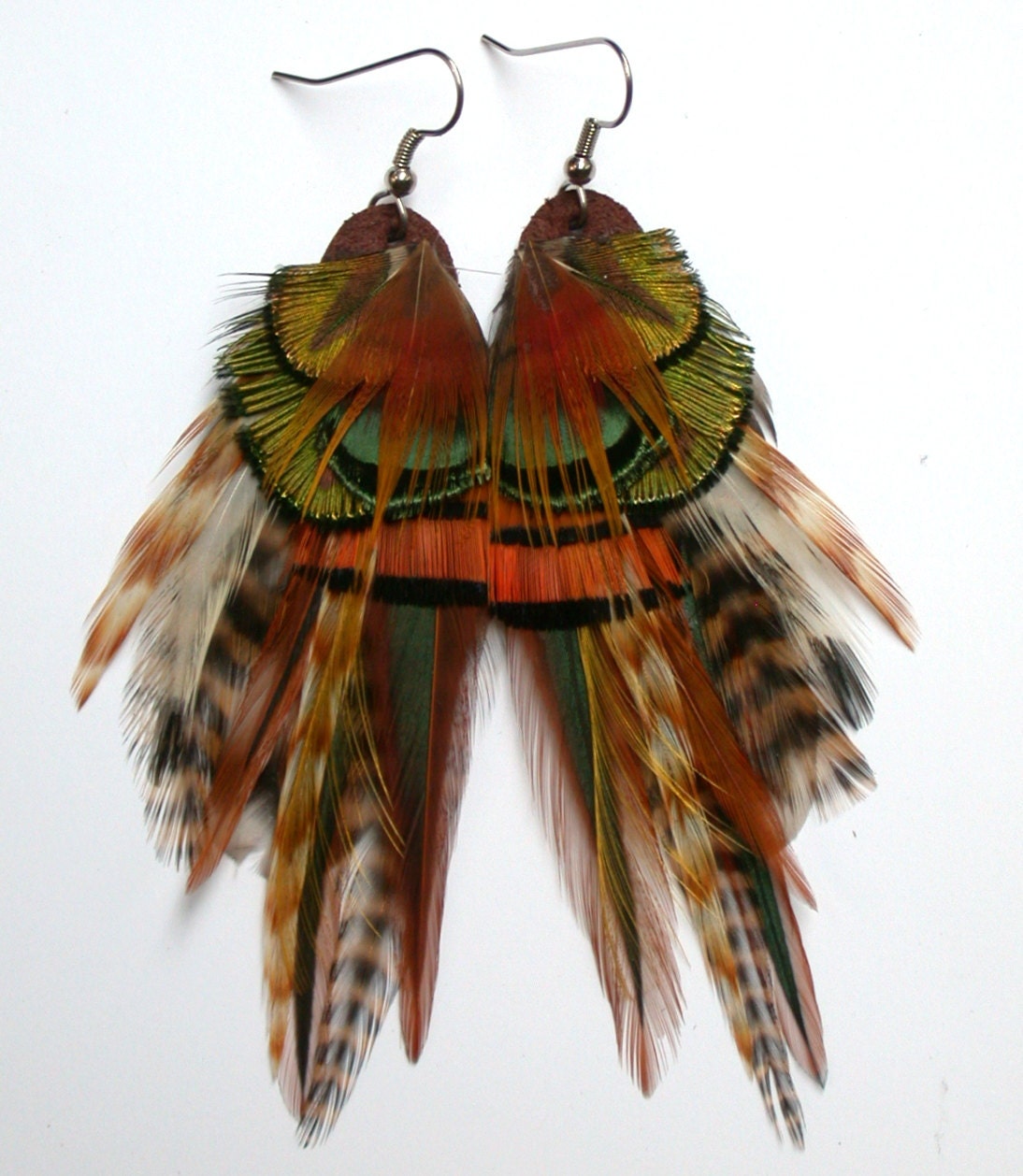 Earthy Gold Feather Earrings- All Natural Colors