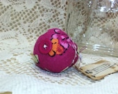 Pincushion Ring Recycled Bottle Cap Pin Sharpening Mauve Floral