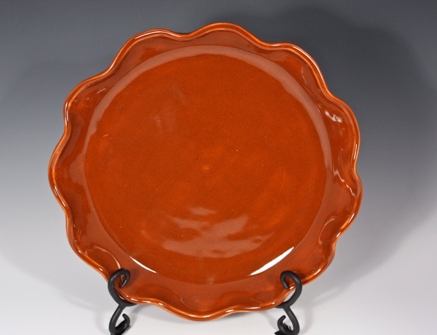 Fluted Ceramic Pie Plate Speckled Sienna Orange