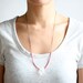 Crystal Quartz Points Coral Bead Necklace on Brass Chain