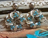 Two Pair Vintage Faux Turquoise Dangle Earrings