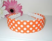 Fabric Headband with Orange Polka Dot