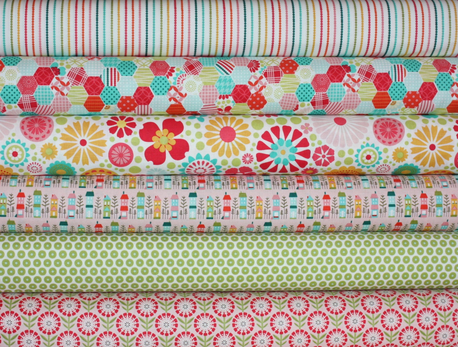 So Happy Together quilt or craft fabric bundle by Riley Blake Designs- Fat Quarter Bundle, 6 total
