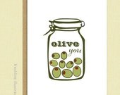 Olive You - I love you card