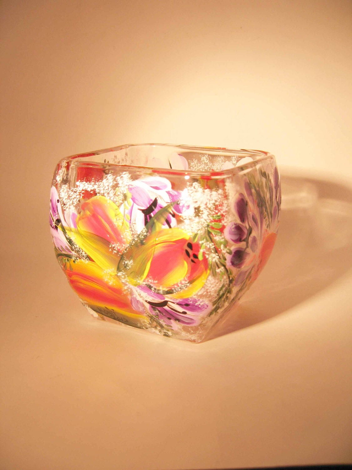 Hand Painted Candy Dish with Tulips