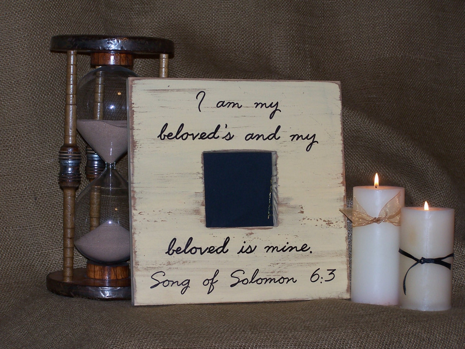 Wood Frame Home Decor Keepsake Signage, Song of Solomon Romantic Quote, Shabby Cottage Chic, Primitive, My Beloved Verse, Photo Display Sign