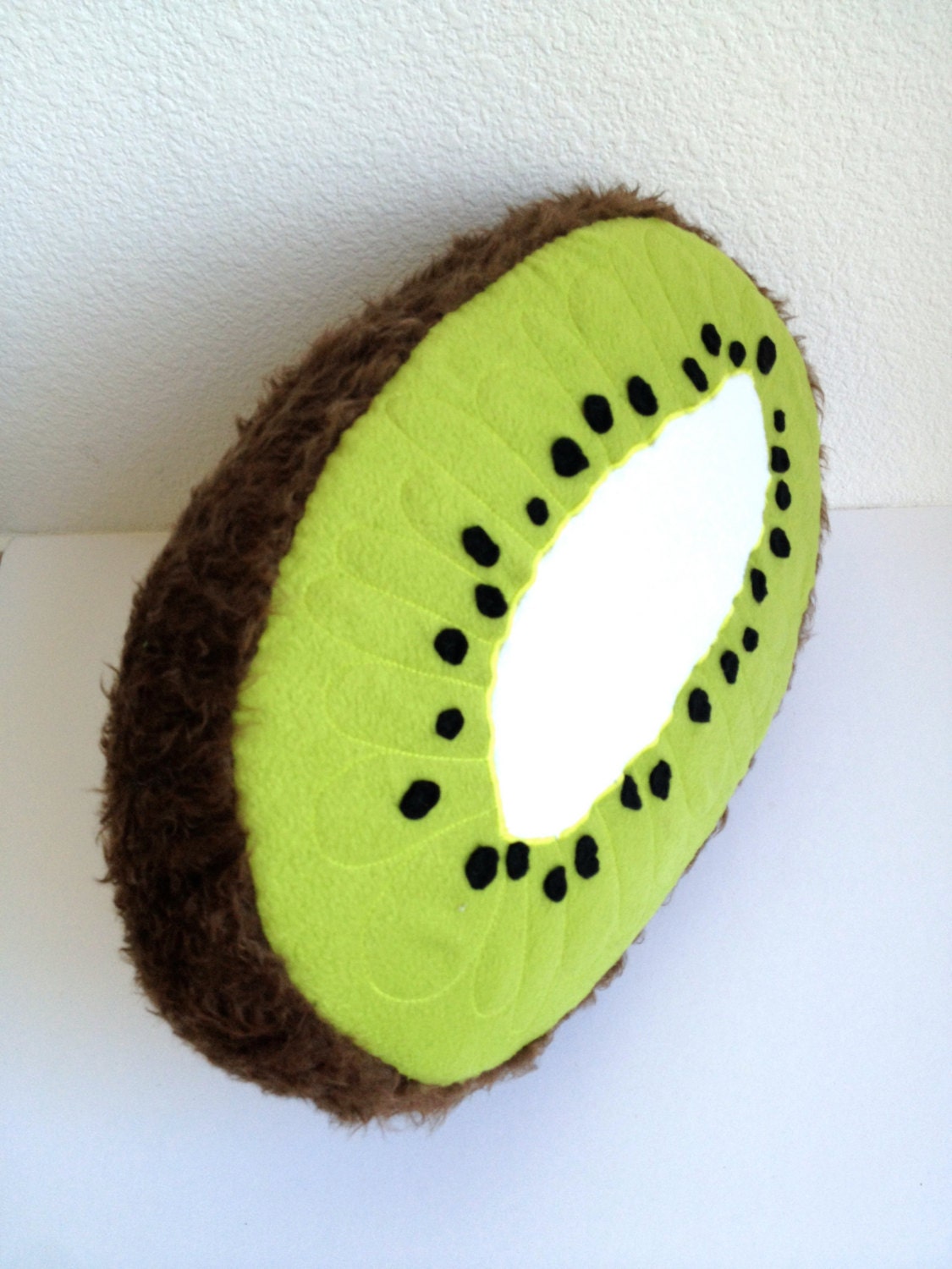 Giant Stuffed Kiwi Pillow - Deluxe Embroidery - Half Kiwi Accent Pillow - Food Toy