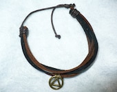 5 strand leather sobriety bracelet
