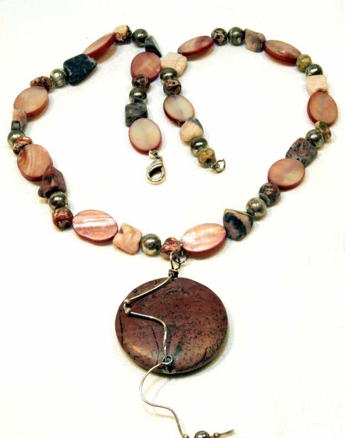 Pink Jasper Marble Gemstone Necklace