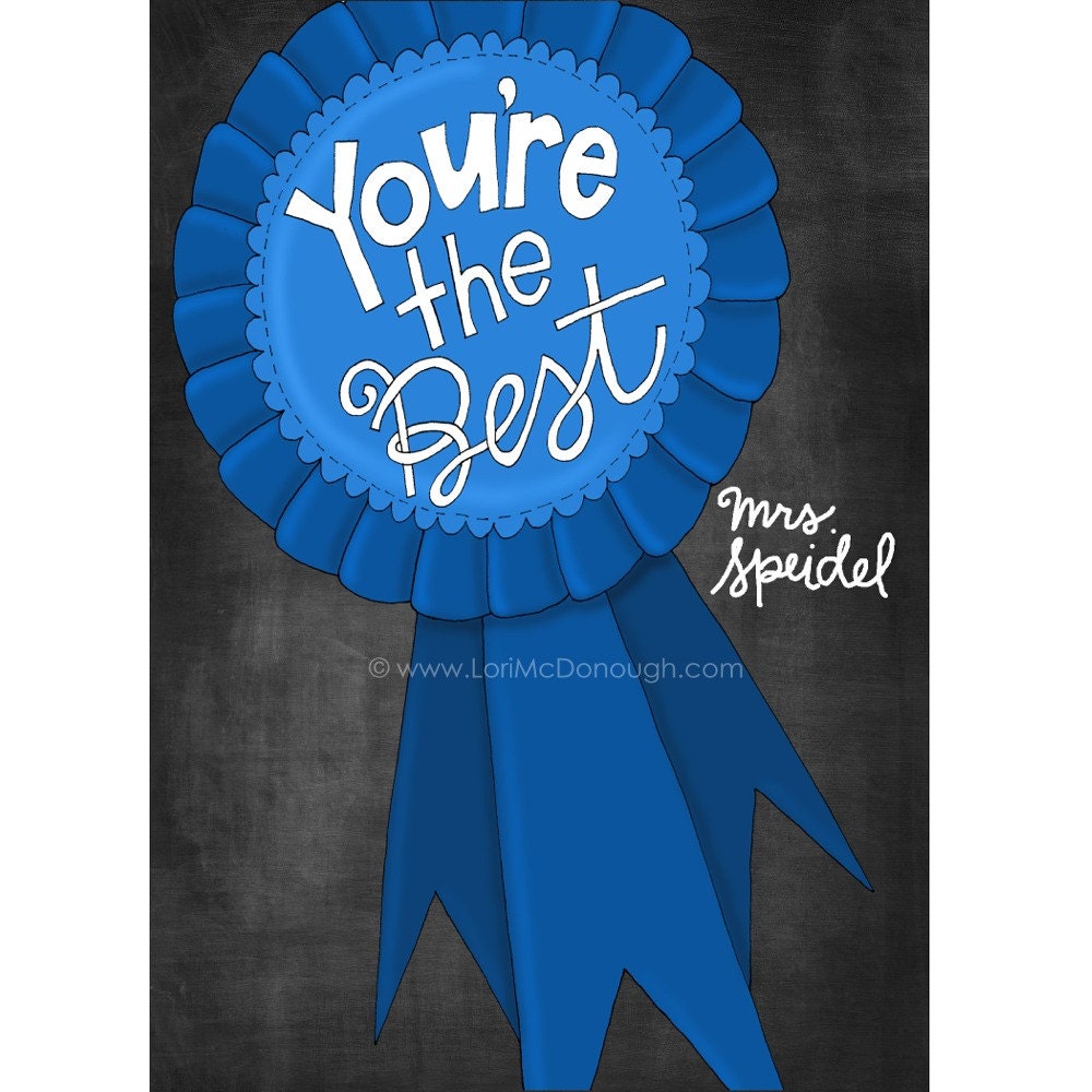 Blue Ribbon for Teacher 5x7