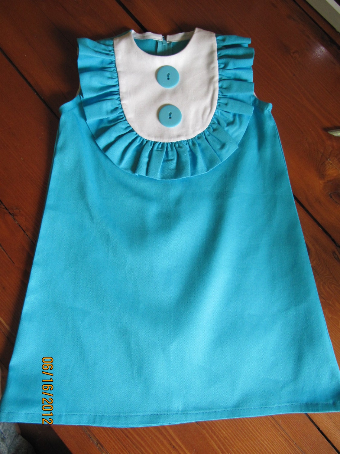 Retro  1960's style  sleeveless Layla dress... with bib and ruffle-children clothing