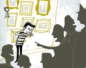 gallery opening ORIGINAL ART PRINT