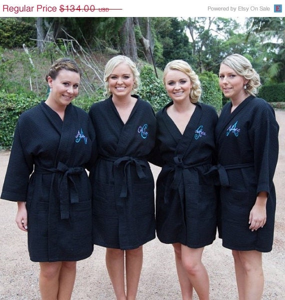 On Sale till May24th Personalized Bridesmaids Robes Set of Four.  Your choice of color.
