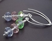 SALE Sterling Silver Earrings -  Chinese Faceted Crystals